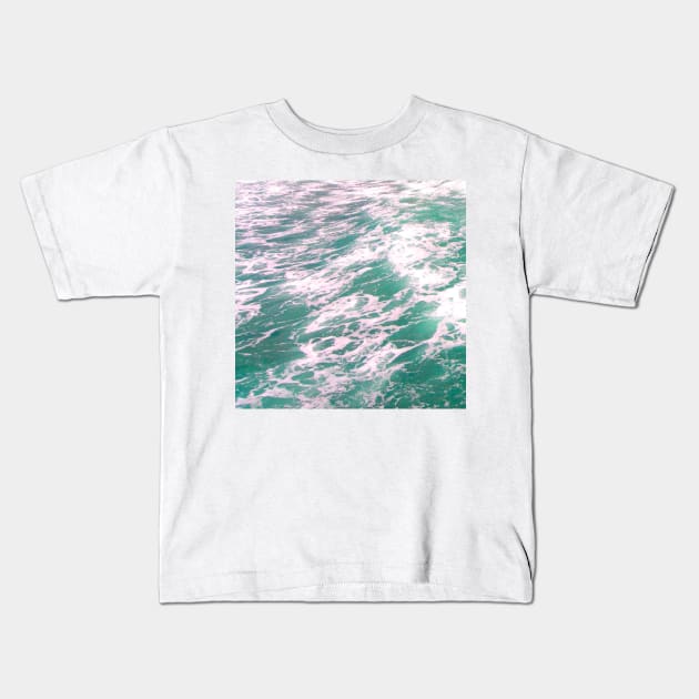 Light version blue green ocean waves Kids T-Shirt by StevenElliot